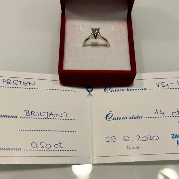 Zaručnički prsten s briljantom 0,50 ct – VS1/H – 14k zlato (certifikat