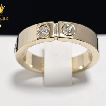 ZLATNI BARAKA PRSTEN S DIJAMANTOM 0.07ct 18K / R1, RATE !