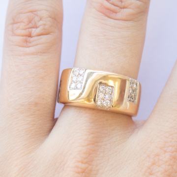 ZLATNI DIJAMANTNI MASIVAN PRSTEN 18K (750) 12,55g NOVO • GOLD SHOP •