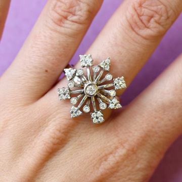 ZLATNI DIJAMANTNI PRSTEN PAHULJA 18K (750) 6,92g NOVO • GOLD SHOP •