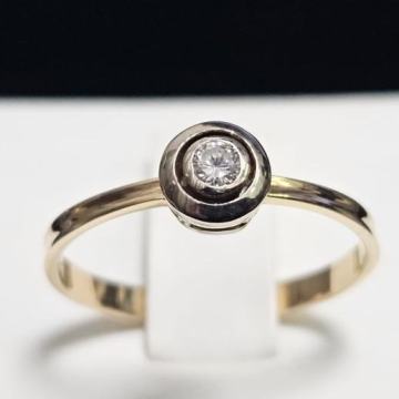 ZLATNI PRSTEN 14K 1,74G S DIJAMANTOM 0,08CT/ R1, RATE !!