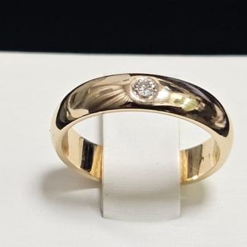 ZLATNI PRSTEN 14K 3,57G S DIJAMANTOM 0,04CT/ R1, RATE !!