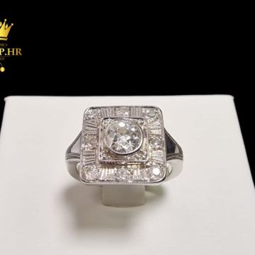 ZLATNI PRSTEN .585 SA DIJAMANTIMA 0.72ct / R1, RATE !!