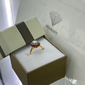 ZLATNI PRSTEN BRILJANTI OPAL