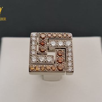 ZLATNI PRSTEN S CHAMPAGNE I BIJELIM DIJAMANTIMA cca 1,36ct / R1, RATE