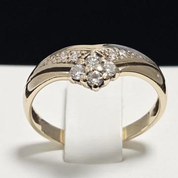 ZLATNI PRSTEN S DIJAMANTIMA 0.12ct 14K / R1, RATE !