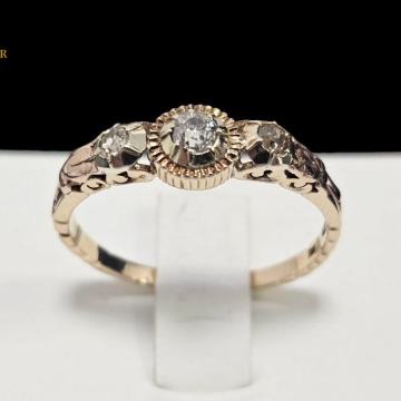 ZLATNI PRSTEN S DIJAMANTIMA - 0.16ct - 2.90G .585 (14K) / R1, RATE !!