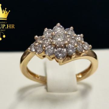 ZLATNI PRSTEN S DIJAMANTIMA 0,69CT / R1, RATE !