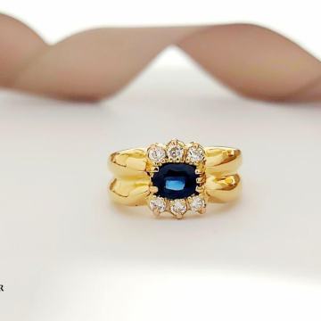ZLATNI PRSTEN S DIJAMANTIMA I PLAVIM SAFIROM - 18K 5,24G / R1, RATE !!