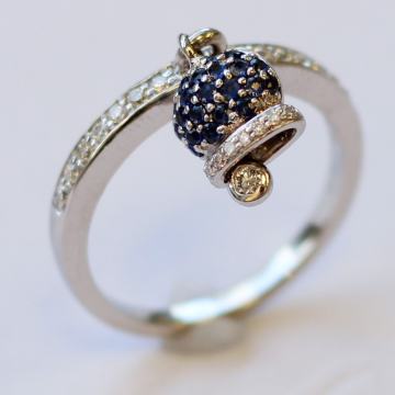 ZLATNI PRSTEN S DIJAMANTIMA I SAFIRIMA 18K (750) 4,26g NOVO GOLD SHOP