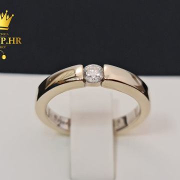 ZLATNI PRSTEN S DIJAMANTOM 0,16ct / R1, RATE !