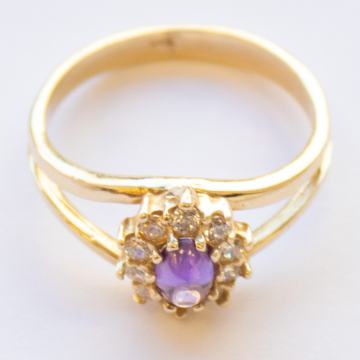 ZLATNI PRSTEN, LJUBIČASTI KABAŠON 14K (585) 4,05g NOVO • GOLD SHOP •