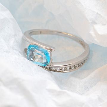 ZLATNI PRSTEN S PLAVIM TOPAZOM 14K (585) 3,50g NOVO • GOLD SHOP •