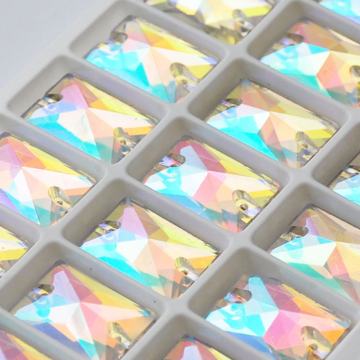 DMC 10x18mm Rectangle Flatback Sew-on Crystal Clear AB