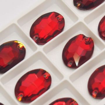 DMC 13x18mm Oval Siam Red Glass Crystal Flatback
