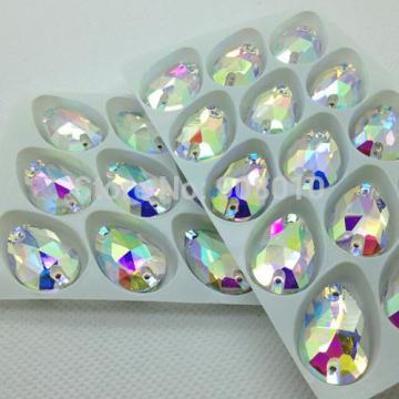 DMC 28x17mm Teardrop Flatback Sew-on Crystal Clear AB