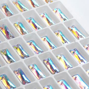 DMC 5x15mm Rectangle Flatback Sew-on Crystal Clear AB