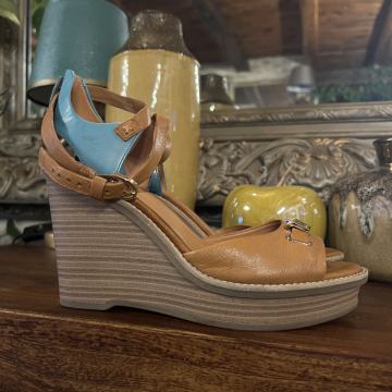 Geox ženske kožne sandale na platformu