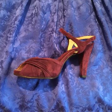 Ljubičaste antilop sandale na petu 36,5 sve koža ručna izrada Italija