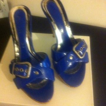 Plave kožne  sandale papuče