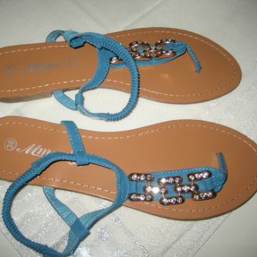 TIRKIZNO PLAVE SANDALE BR.38 - NOVO S ETIKETOM