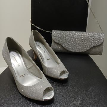 Tamaris srebrne sandale broj 36 i torbica