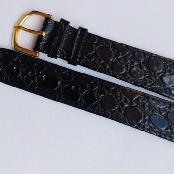 Crni 18mm kožni remen, kroko uzorak