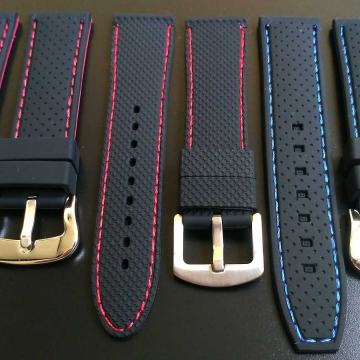 CRNI silikonski remene sa plavim koncem 22mm - NOVO!