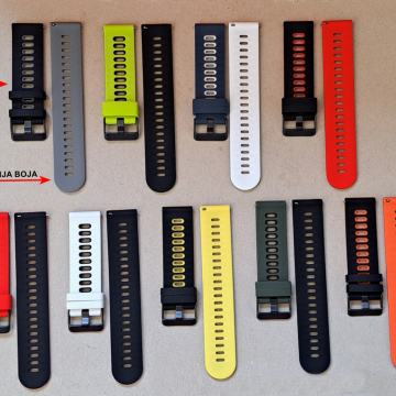 DVOBOJNI SILIKONSKI REMENI, 22 mm, CRNA KOPČA