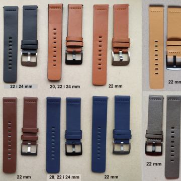 KOŽNI REMENI ZA SAT, ŠIRINA 20, 22 i 24 mm, CRNA I SREBRNA KOPČA