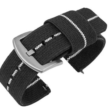 Najlonski remen širine 22 mm za sat, Quick release montaža, crni