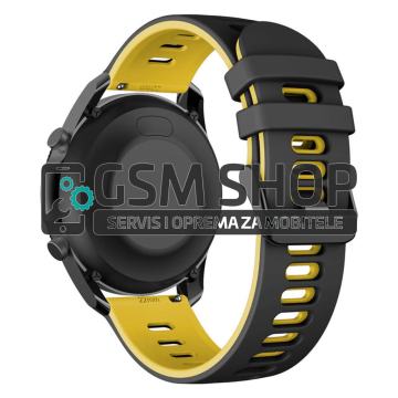 Silikonski remen Dual Color za Samsung Galaxy Watch3 22mm crno-žuti