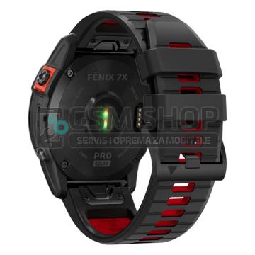 Silikonski remen Garmin Fenix 8 51mm 7X Fenix 6X 26mm crno-crveni