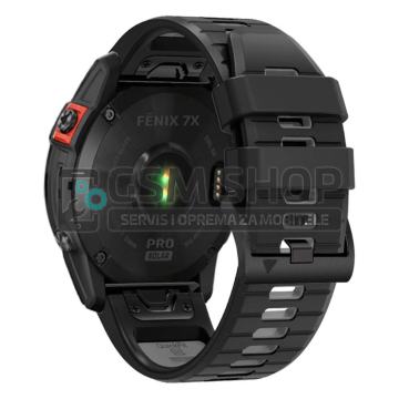 Silikonski remen Garmin Fenix 8 51mm 7X Fenix 6X 26mm crno-sivi