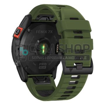 Silikonski remen Garmin Fenix 8 51mm 7X Fenix 6X 26mm zeleno-crni