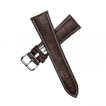 Smeđi kozni, bijeli šav, kroko  22mm