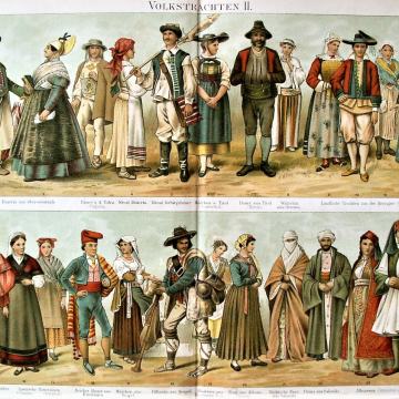 LITOGRAFIJA - TRADICIJSKA MODA FOLKLOR  NARODNE NOŠNJE HRVATSKA