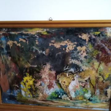 Uokvirena slika akvarel / tempera na staklu