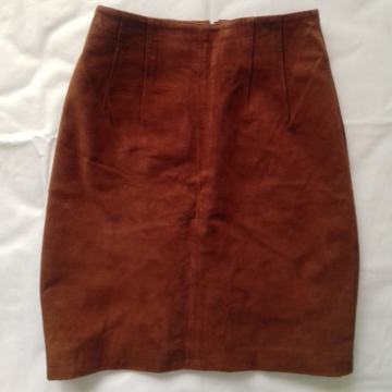 Američka "The Limited" smeđa suknja, prava brušena koža, vel.S(36/38)