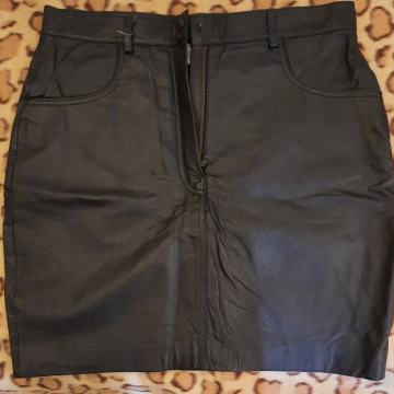 Crna kožna mini suknja (prava koža)