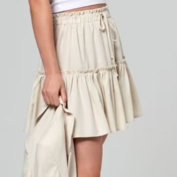 BEŽ SUKNJA NA GUMU I NA VOLANE vel.UNI - NOVO