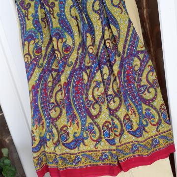 Ljetna zeleno-šarena suknja od prave svile L/42