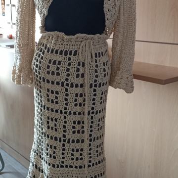 Komplet unikat bež, ručni rad + poklon