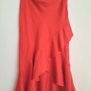 Suknja od lana koraljno crvena HM novo 36