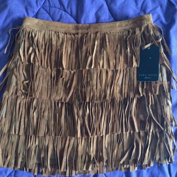 Zara Kožna Suknja na Rese XS