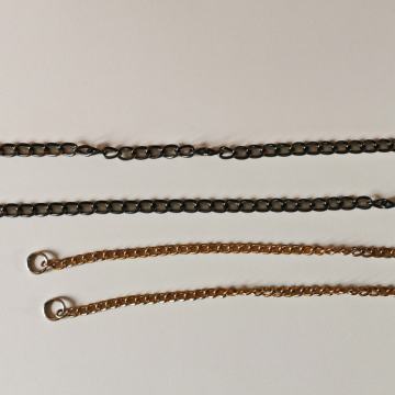 Debeli antracit lanac karike od 15 mm dužine + zlatni lanac