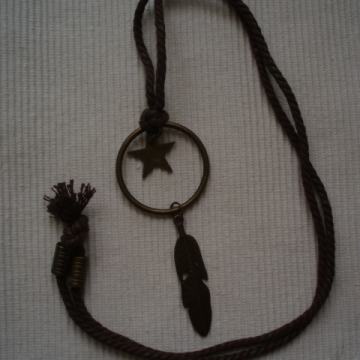 ogrlica, kombinacija špage i mesinga, dužina 50 cm x 2