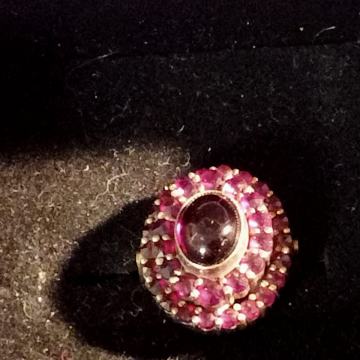 srebrni prsten - češki granati