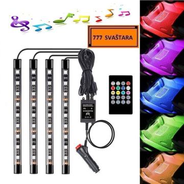 Led lampice za unutrašnost vozila -12LED -RGB+daljinski - model 1