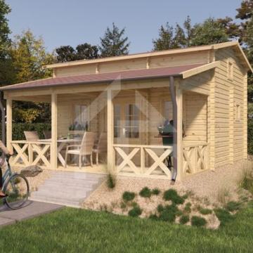 DRVENA VRTNA KUĆICA   GL 21C  (5,50m x 4,0m, 44mm)  22 ㎡ + 6 ㎡ polukat